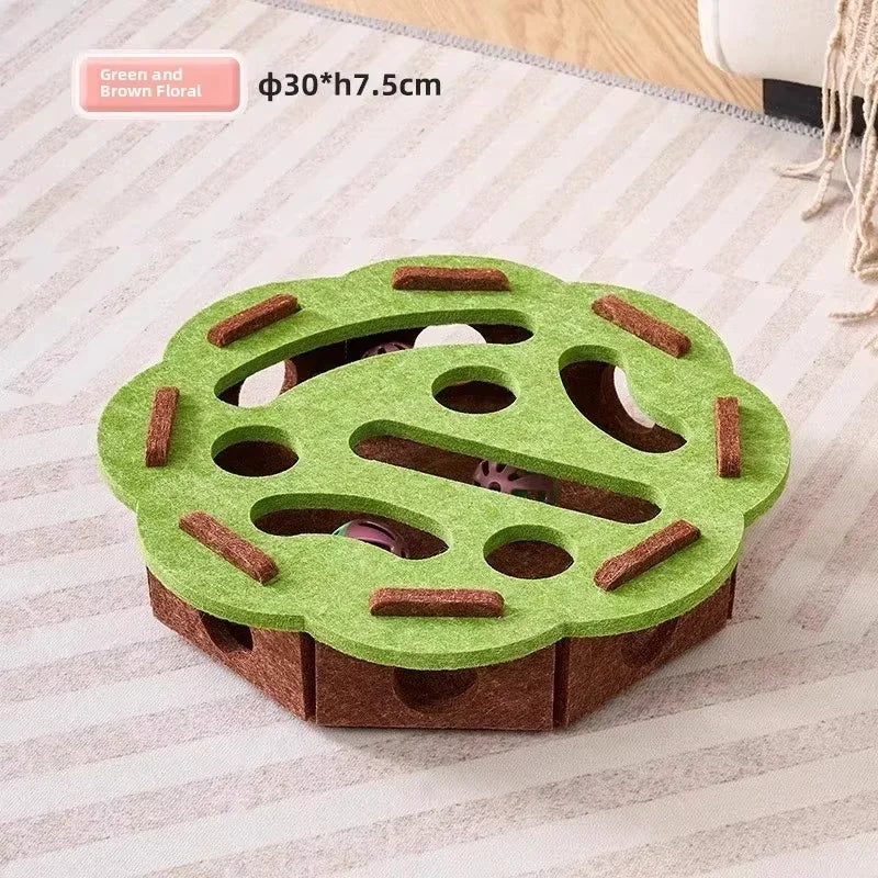 Boîte à énigmes en feutre ronde pour chat