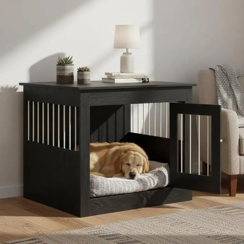 Meuble-cage en bois pour chien