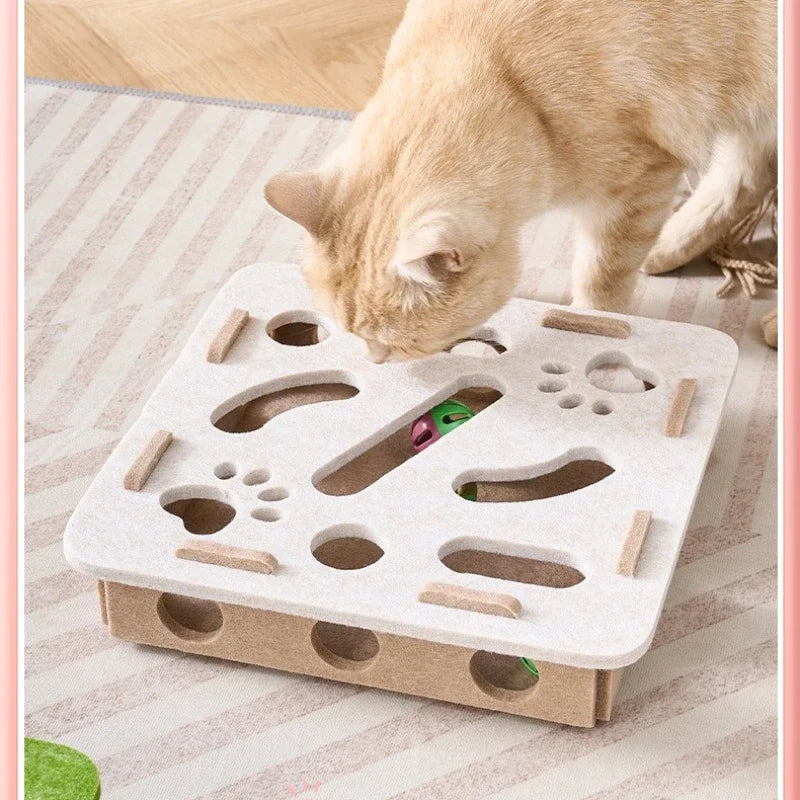 Boîte à énigmes en feutre pour chat