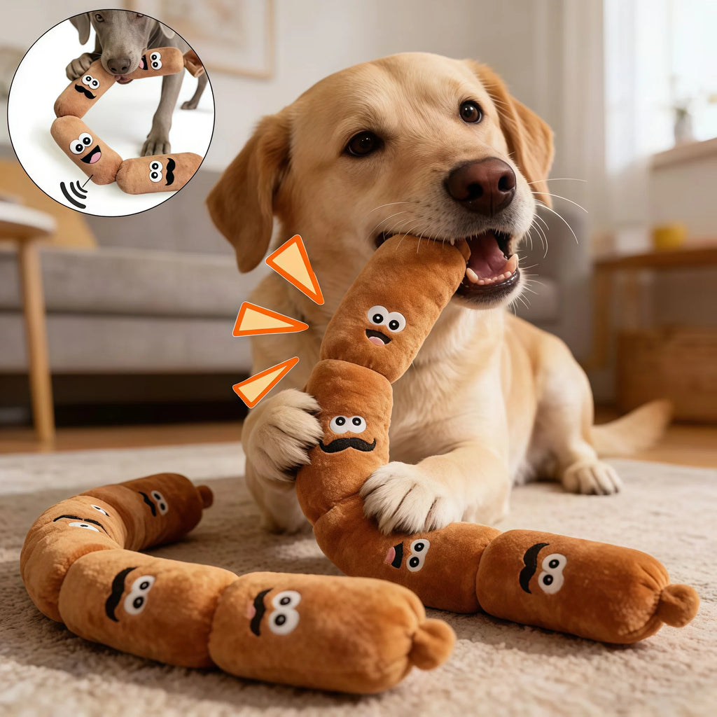 Peluche saucisse grinçante pour chien