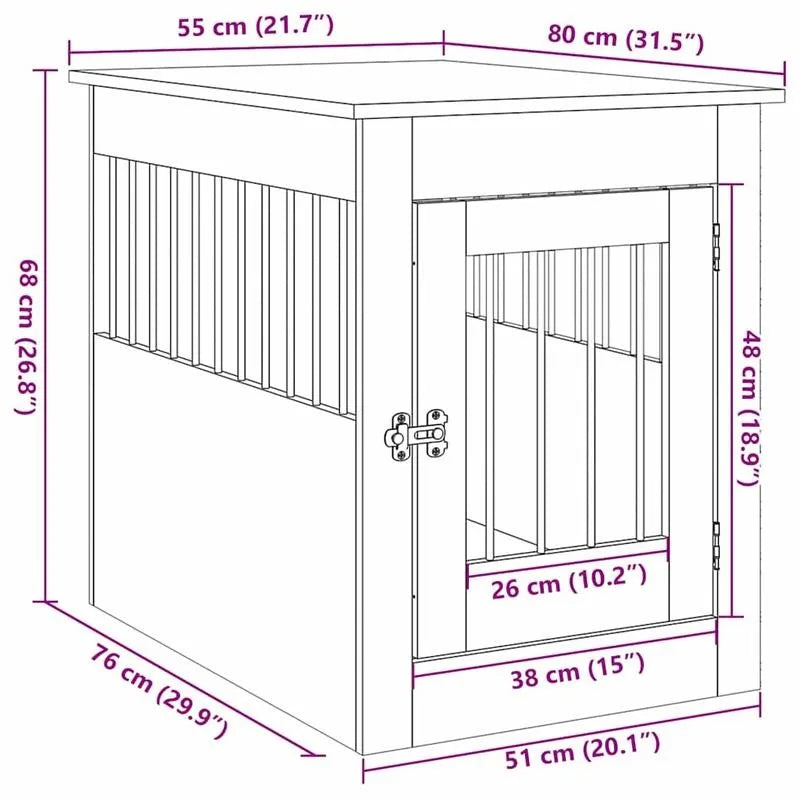 Meuble-cage en bois pour chien