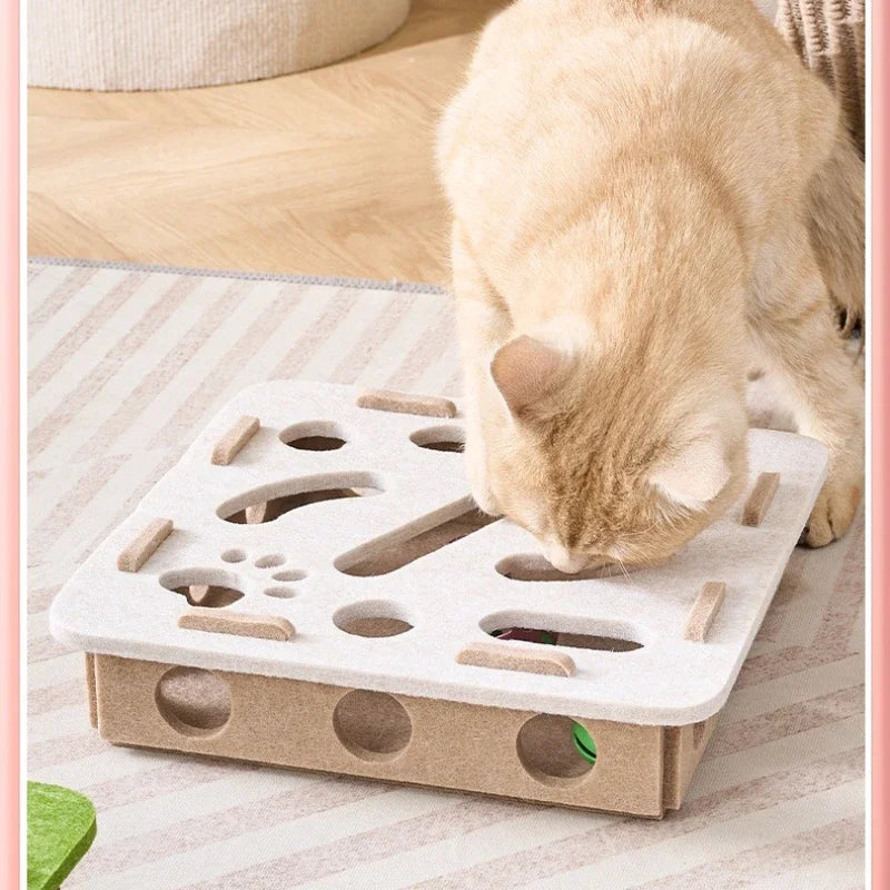 Boîte à énigmes en feutre pour chat