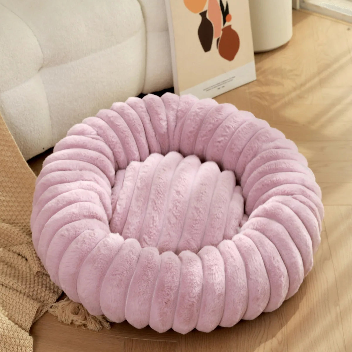 Panier rond moelleux pour chien et chat