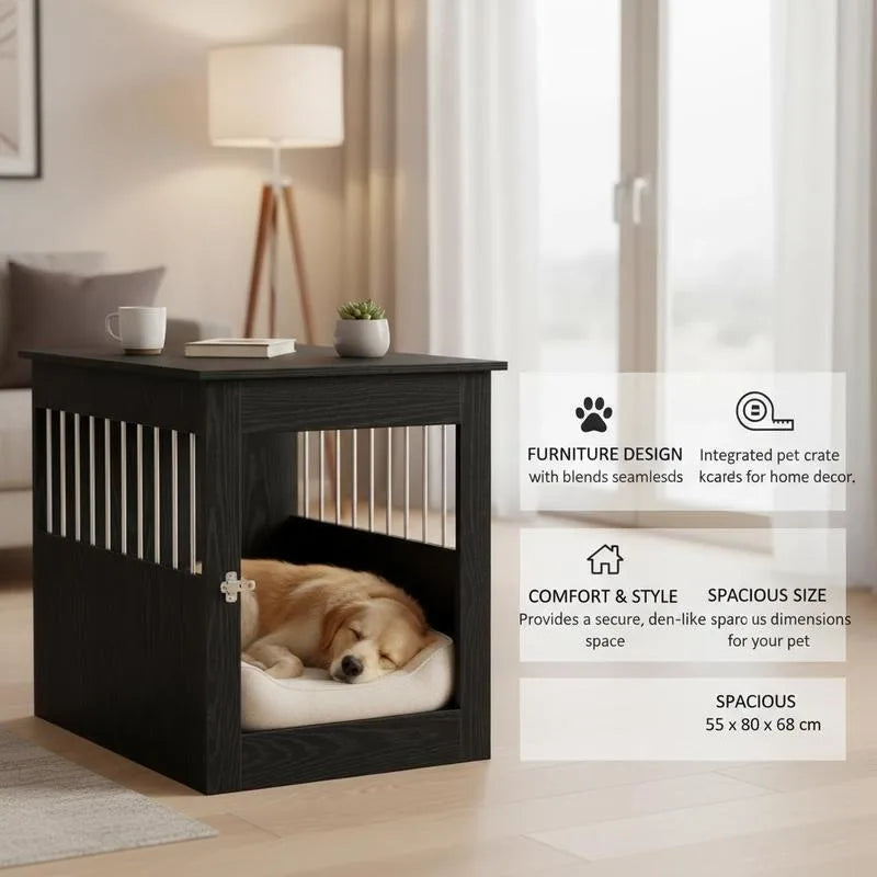 Meuble-cage en bois pour chien