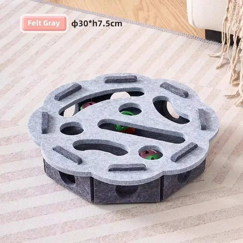 Boîte à énigmes en feutre ronde pour chat