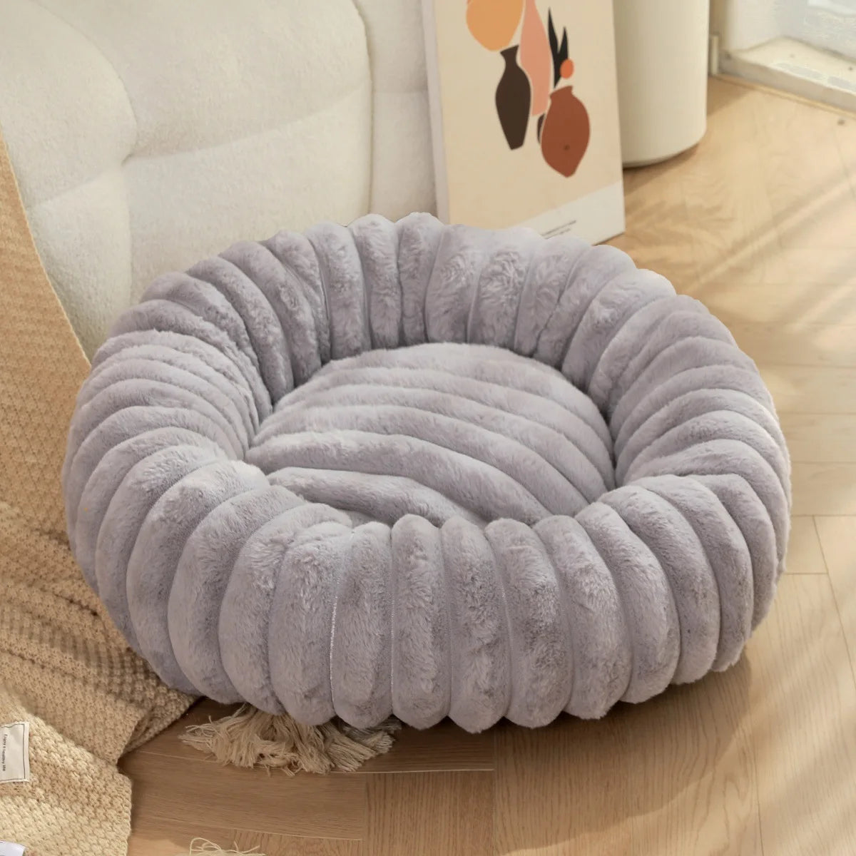 Panier rond moelleux pour chien et chat