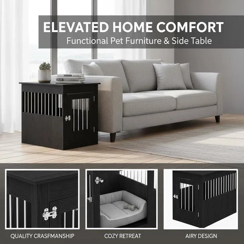 Meuble-cage en bois pour chien