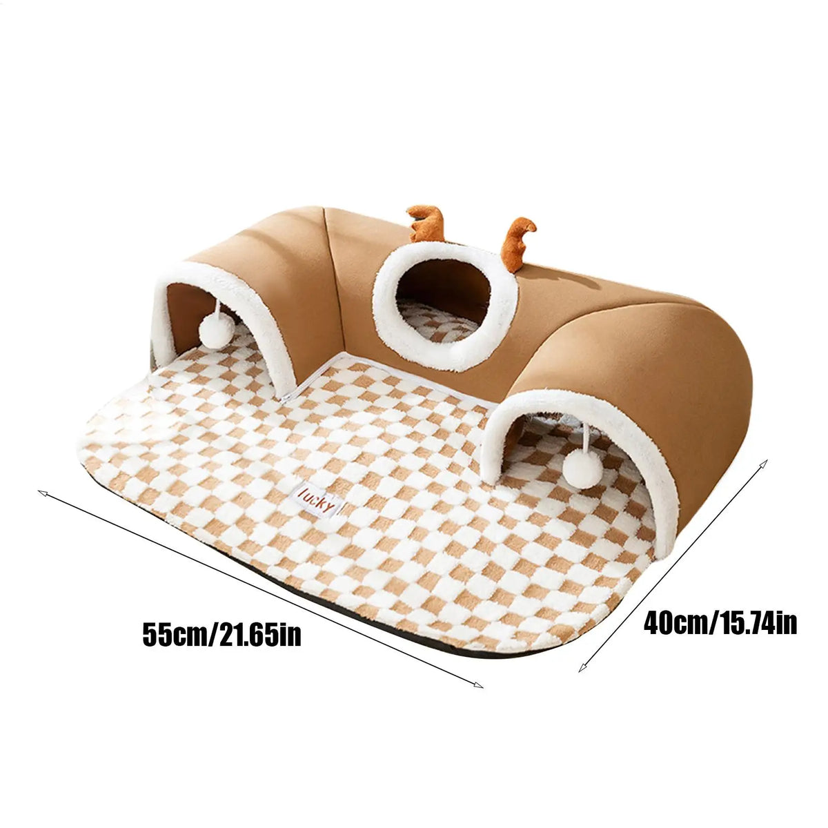 Tente-tunnel avec coussin pour chat