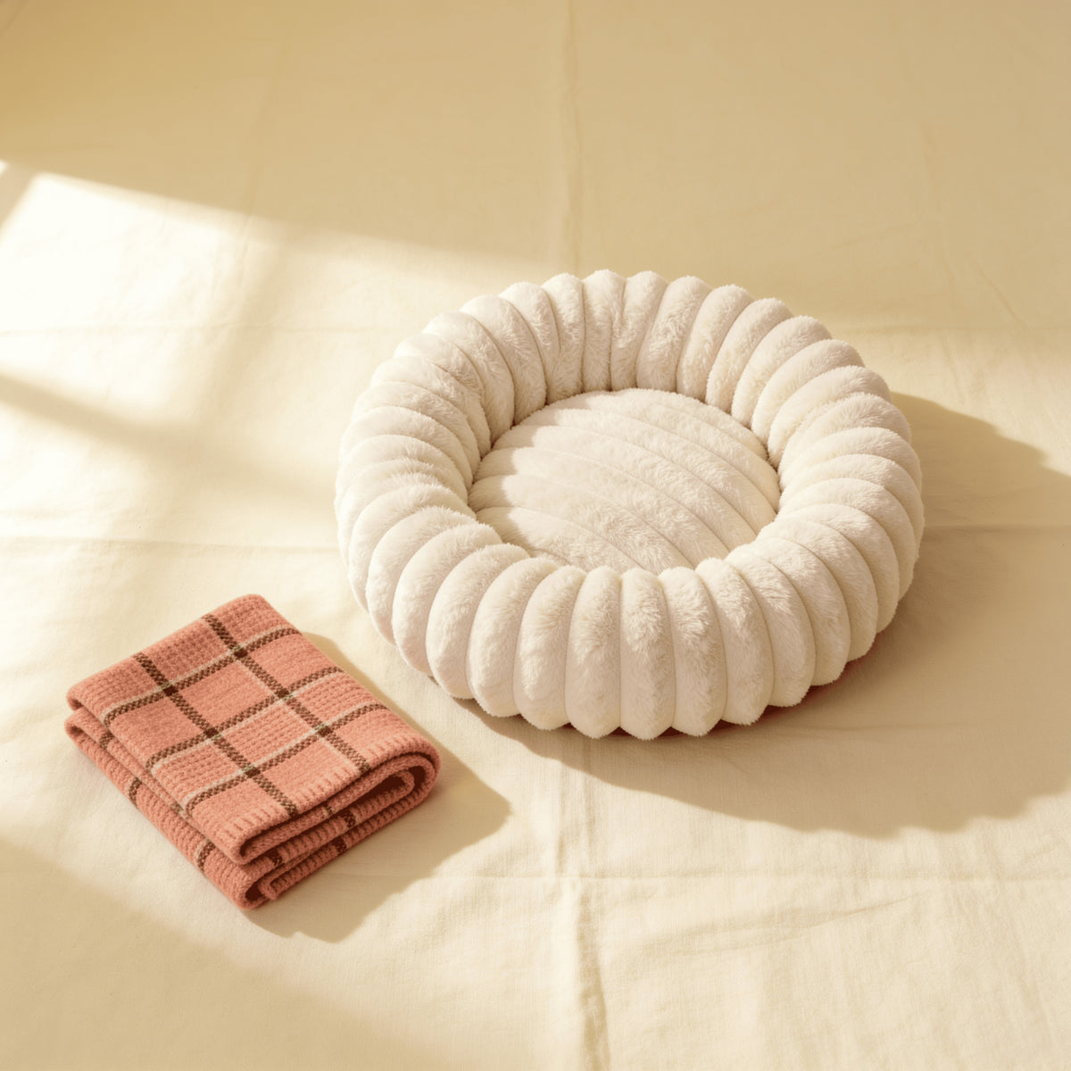 Panier rond moelleux pour chien et chat