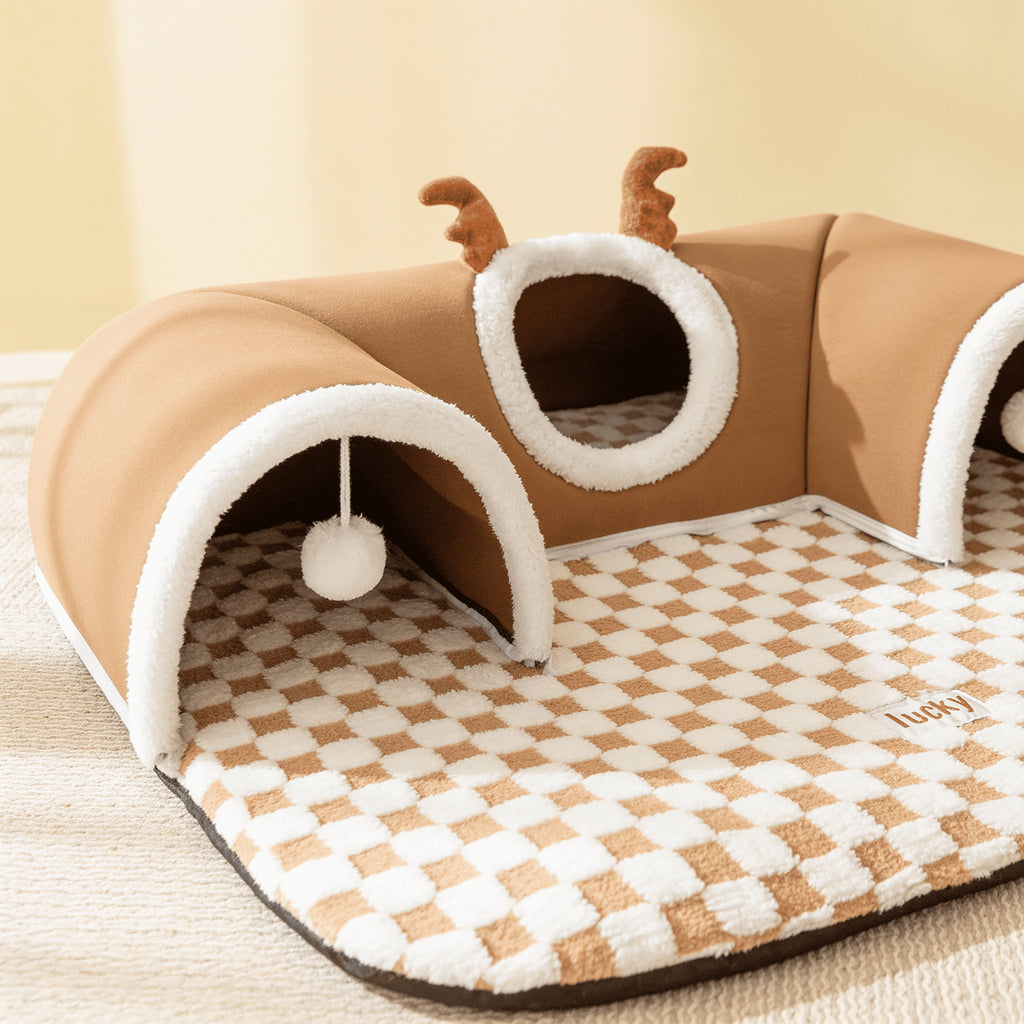 Tente-tunnel avec coussin pour chat
