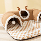 Tente-tunnel avec coussin pour chat